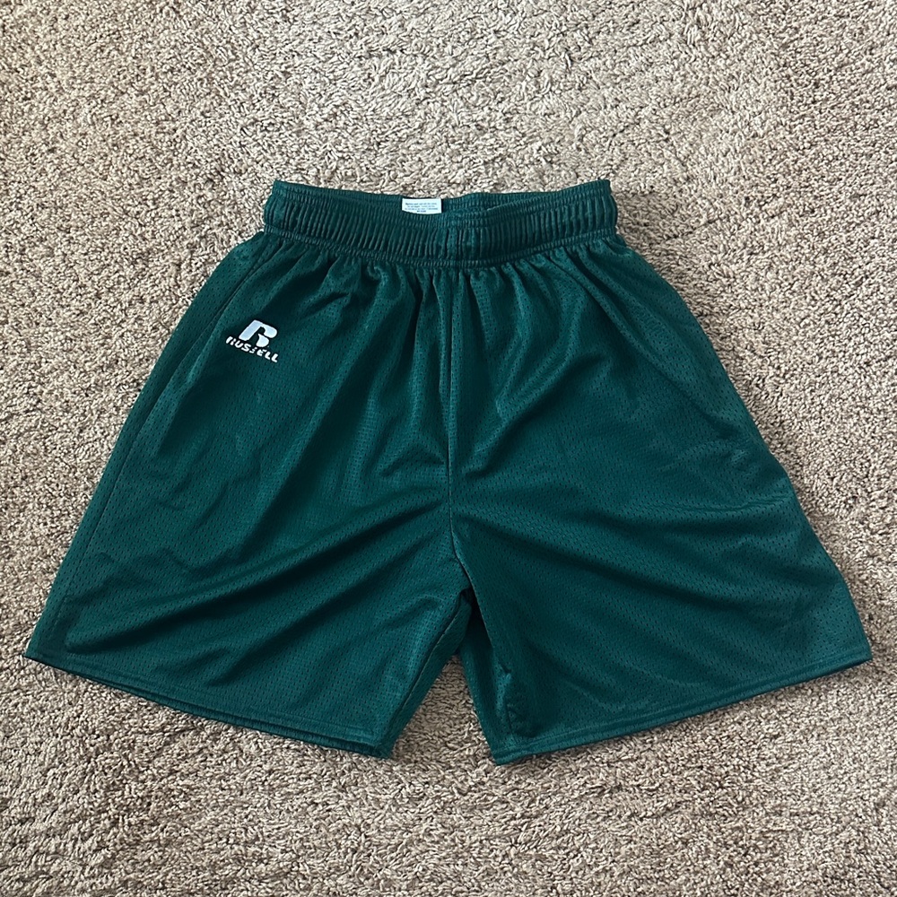 Russell Athletic Dark Green Mesh Athletic Shorts